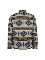 Aztec Pattern Overshirt with Button Closure: Modern Design and Comfort | Cement