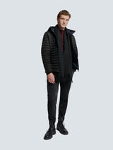 Lightweight Quilted Jacket with Hood and Adjustable Drawstrings: Functional and Stylish | Black