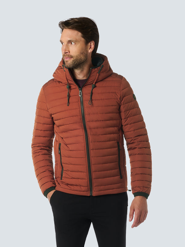 Lightweight Quilted Jacket with Hood and Adjustable Drawstrings: Functional and Stylish | Rusty