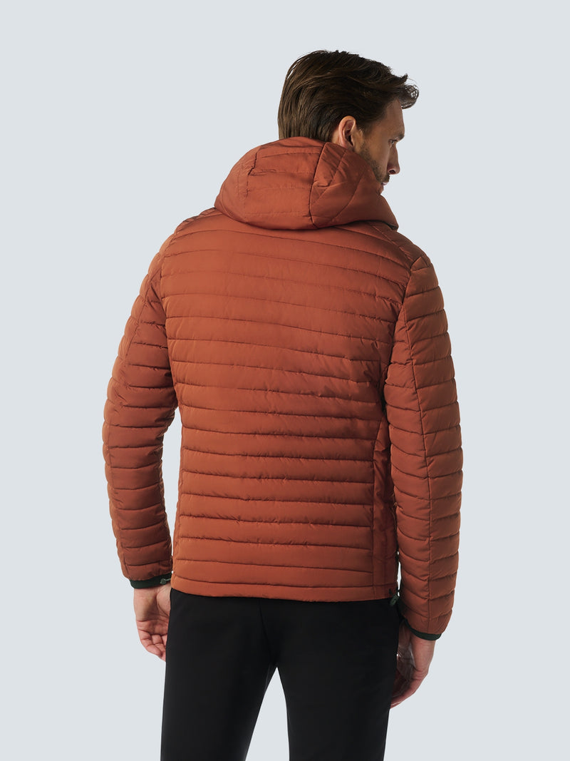 Lightweight Quilted Jacket with Hood and Adjustable Drawstrings: Functional and Stylish | Rusty