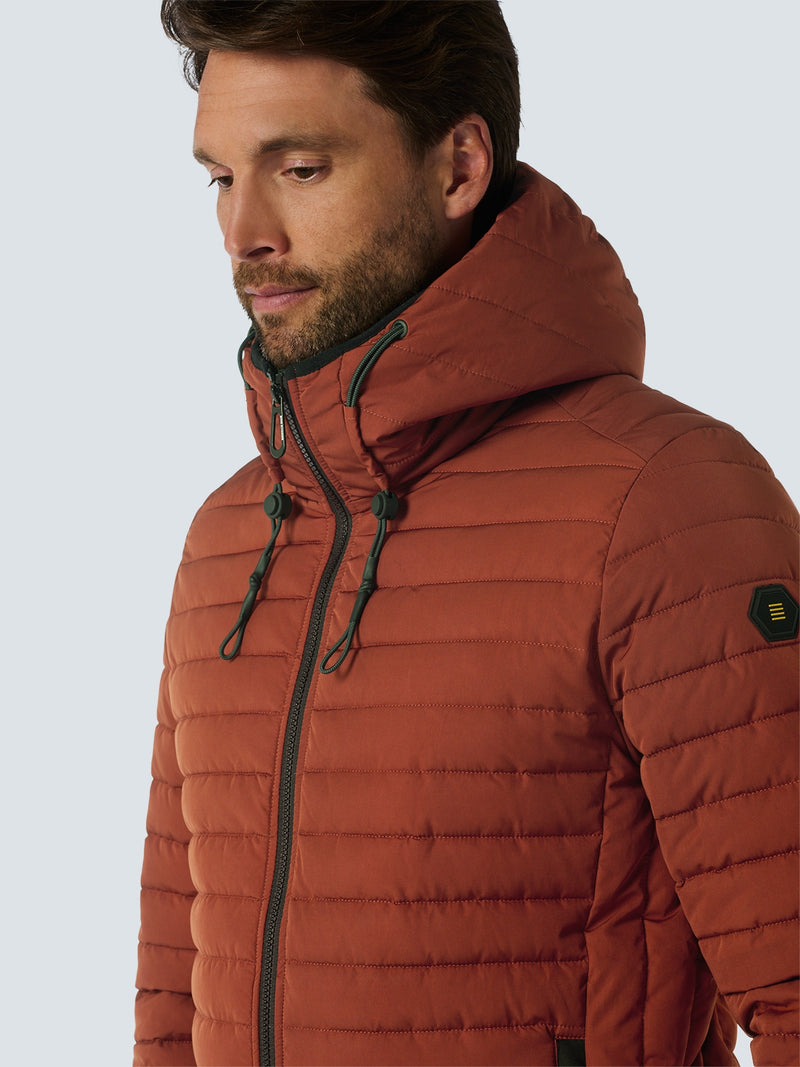 Lightweight Quilted Jacket with Hood and Adjustable Drawstrings: Functional and Stylish | Rusty