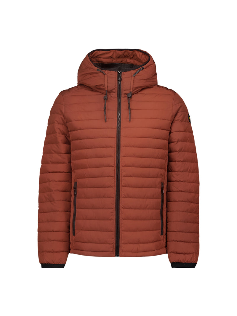 Lightweight Quilted Jacket with Hood and Adjustable Drawstrings: Functional and Stylish | Rusty