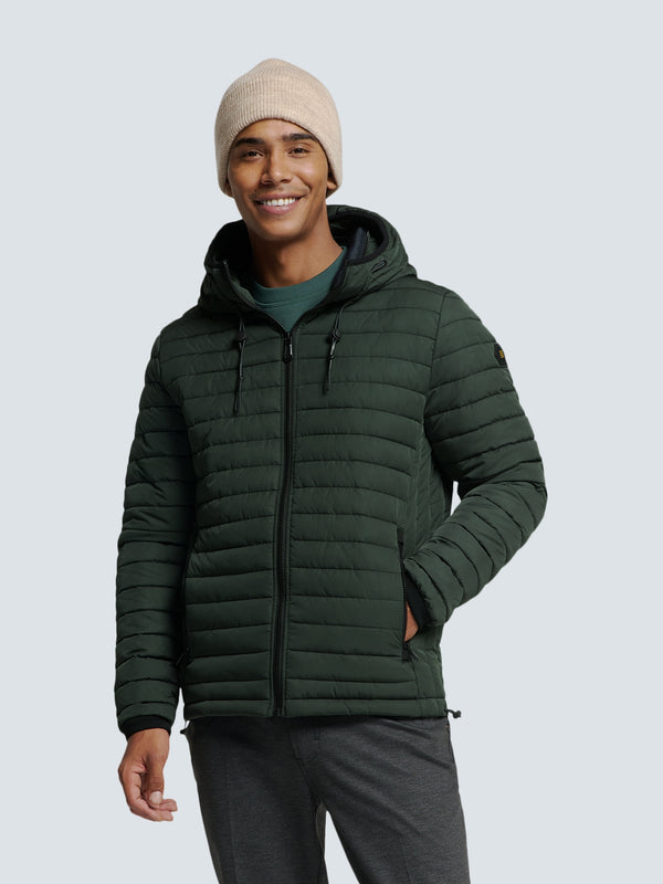 Lightweight Quilted Jacket with Hood and Adjustable Drawstrings: Functional and Stylish | Dark Moss