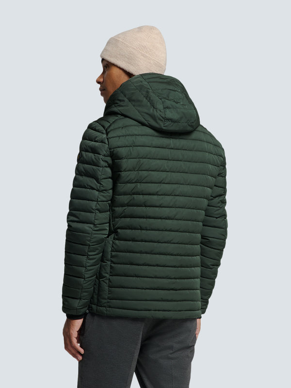 Lightweight Quilted Jacket with Hood and Adjustable Drawstrings: Functional and Stylish | Dark Moss