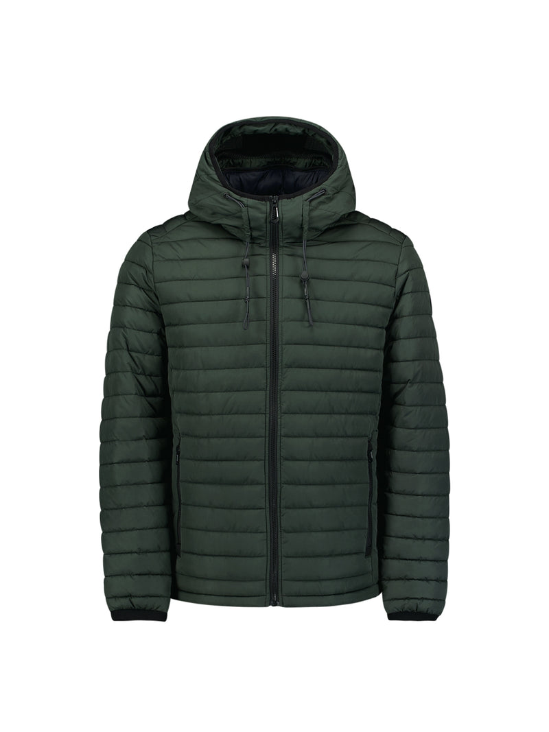 Lightweight Quilted Jacket with Hood and Adjustable Drawstrings: Functional and Stylish | Dark Moss