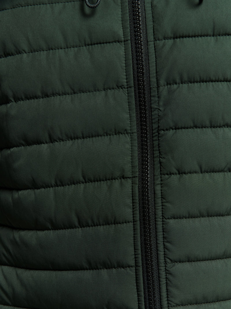 Lightweight Quilted Jacket with Hood and Adjustable Drawstrings: Functional and Stylish | Dark Moss