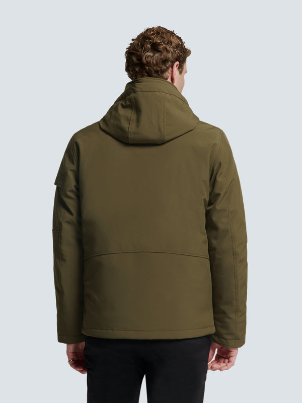 Short Softshell Jacket with Hood, Stretch, and Sleeve Pocket: Functional and Stylish | Taupe