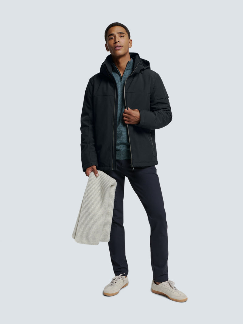 Short Softshell Jacket with Hood, Stretch, and Sleeve Pocket: Functional and Stylish | Night