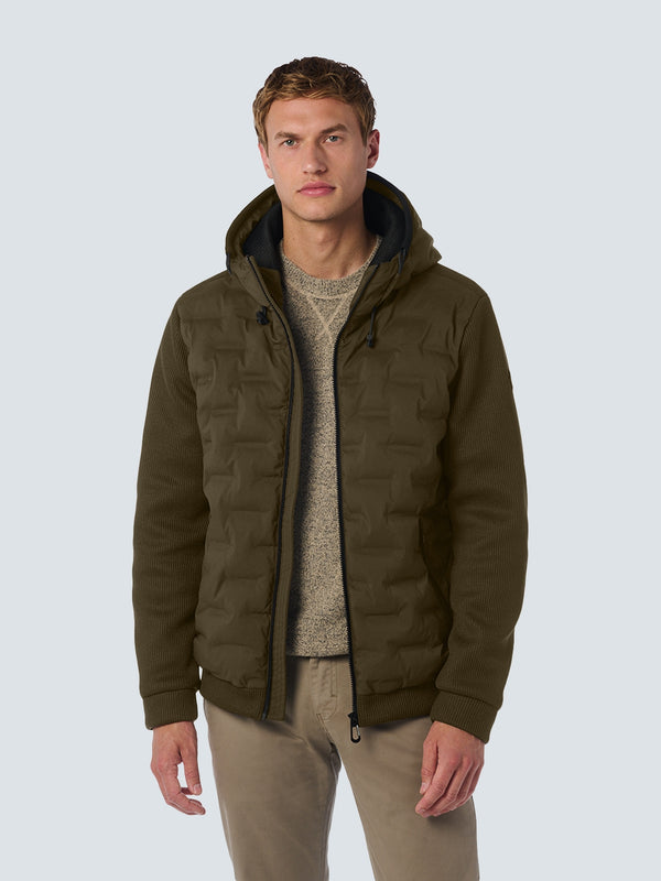 Sealed Jacket with Hood and Knitted Sleeves: Perfect Protection and Style | Taupe