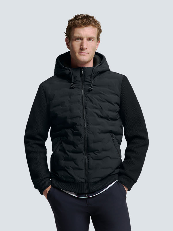 Sealed Jacket with Hood and Knitted Sleeves: Perfect Protection and Style | Night