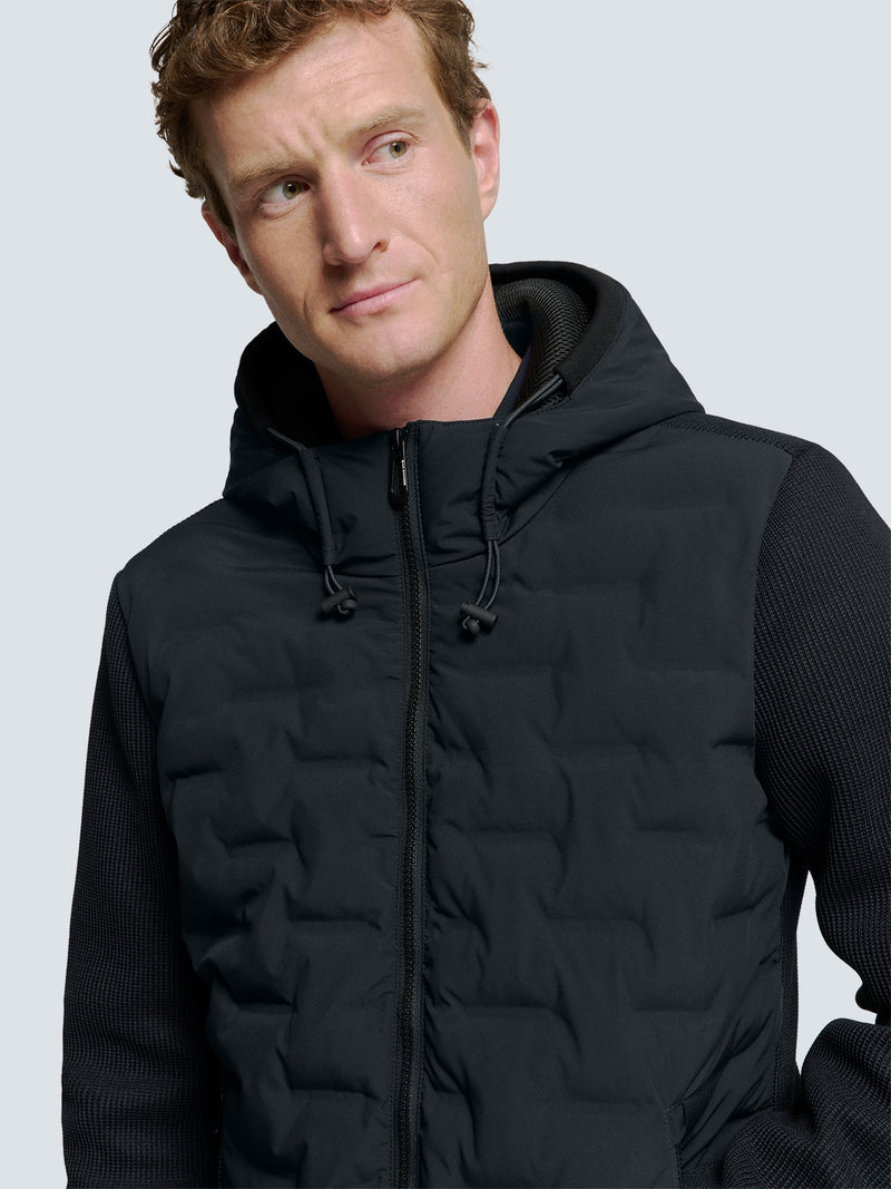 Sealed Jacket with Hood and Knitted Sleeves: Perfect Protection and Style | Night