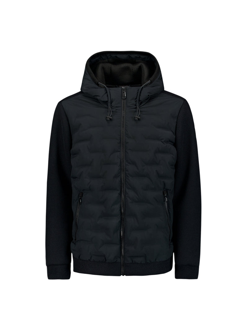 Sealed Jacket with Hood and Knitted Sleeves: Perfect Protection and Style | Night