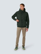 Sealed Jacket with Hood and Knitted Sleeves: Perfect Protection and Style | Dark Moss