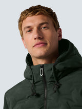 Sealed Jacket with Hood and Knitted Sleeves: Perfect Protection and Style | Dark Moss