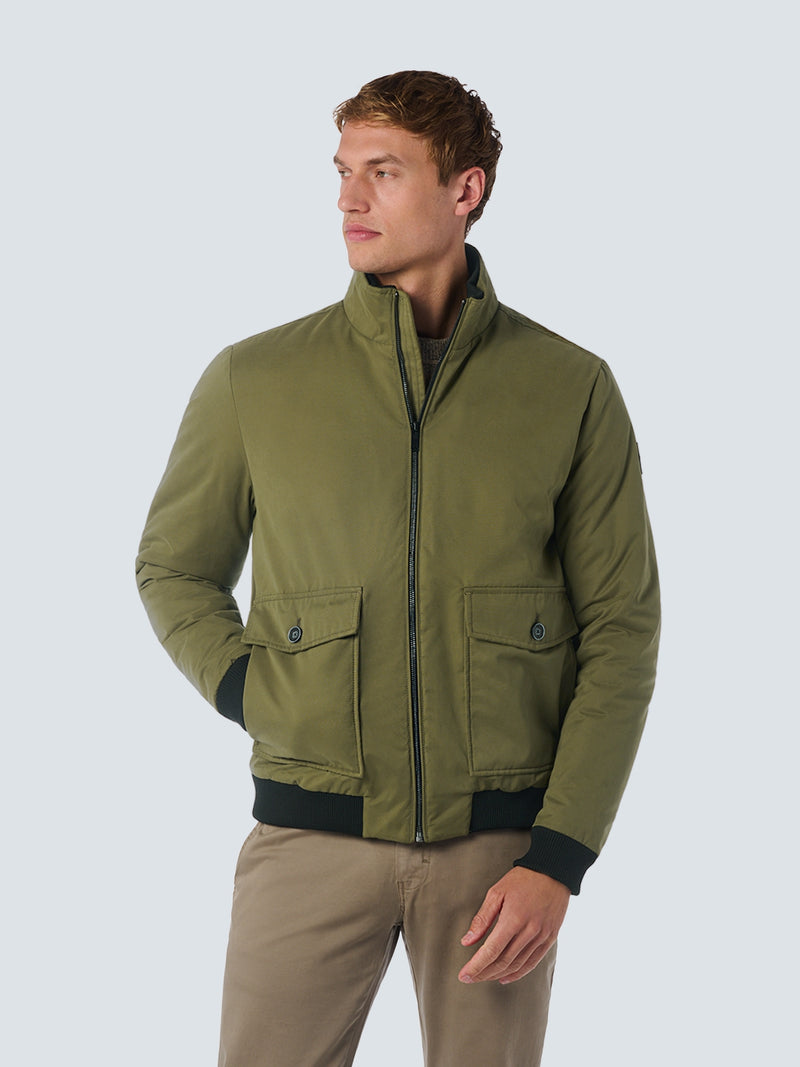 Short Quilted Jacket with Button Pockets and Elasticated Cuffs: Style and Comfort for Ever | Army