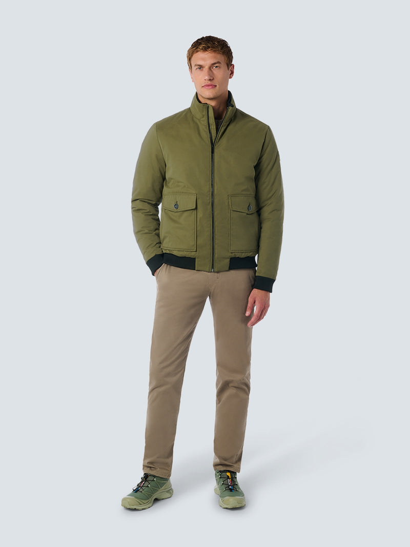 Short Quilted Jacket with Button Pockets and Elasticated Cuffs: Style and Comfort for Ever | Army