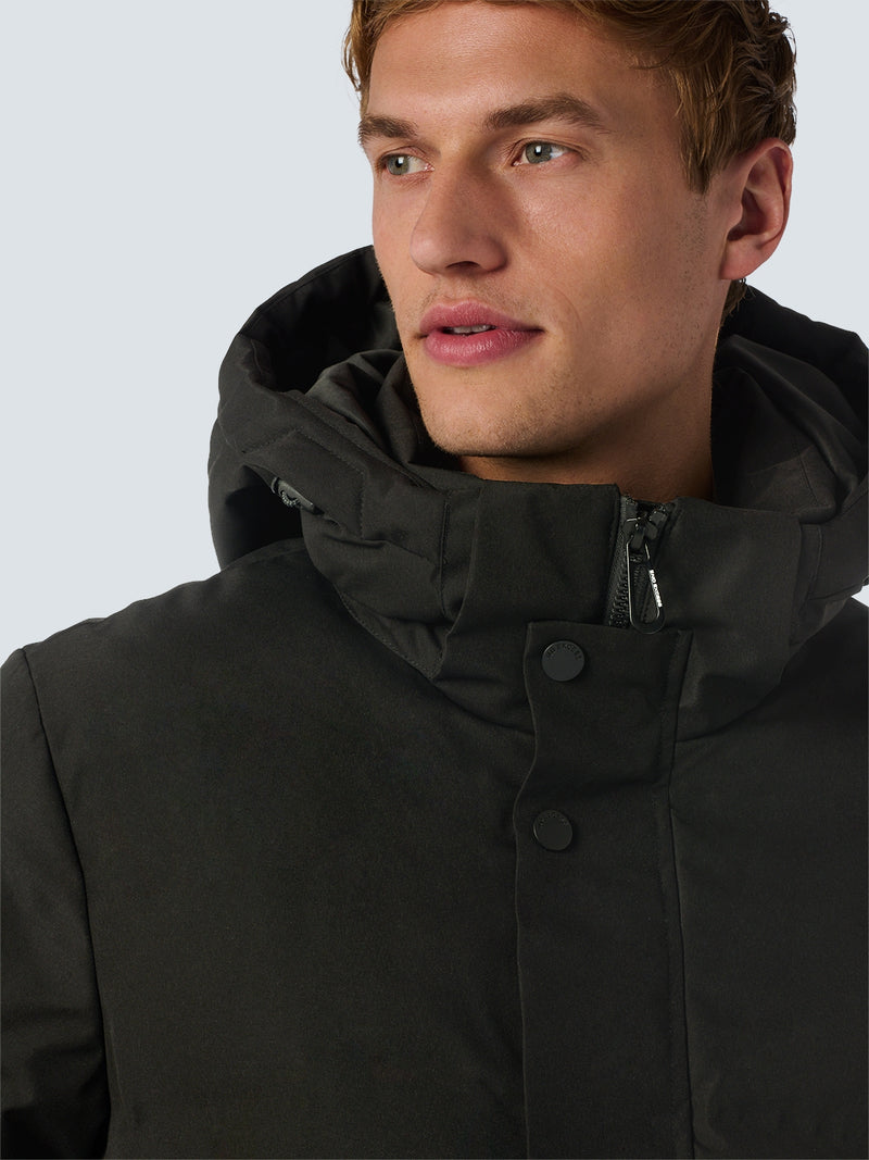 Short Jacket with Hood and Sealed Pockets | Black