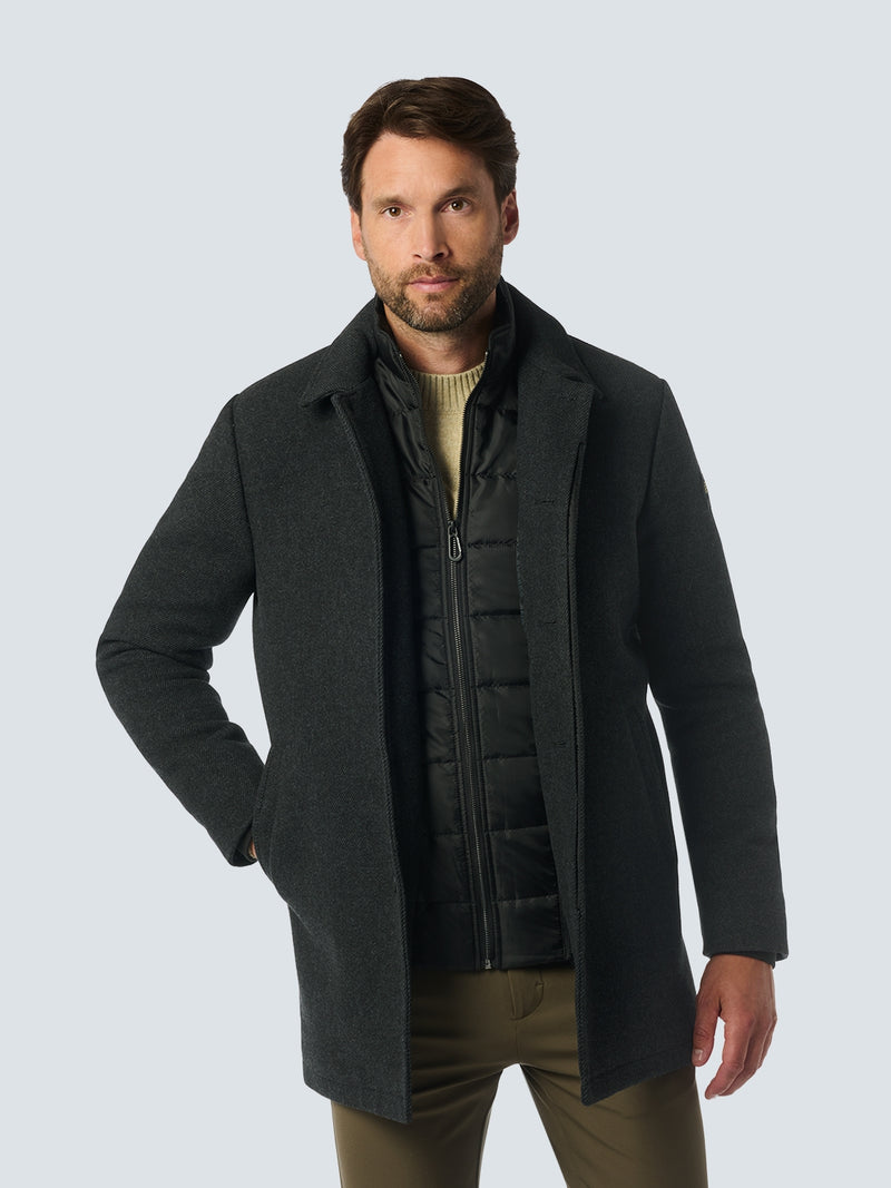 Black mid length wool coat online