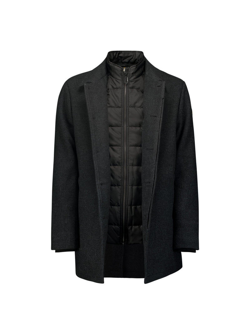 Mid-Length Coat with Wool and Removable Lining | Black