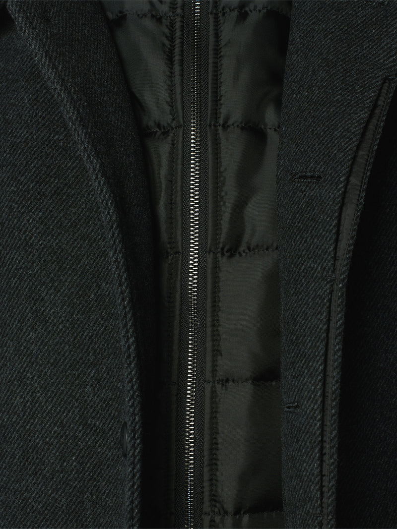 Mid-Length Coat with Wool and Removable Lining | Black