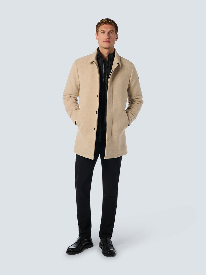 Mid-Length Coat with Wool and Removable Lining | Cement