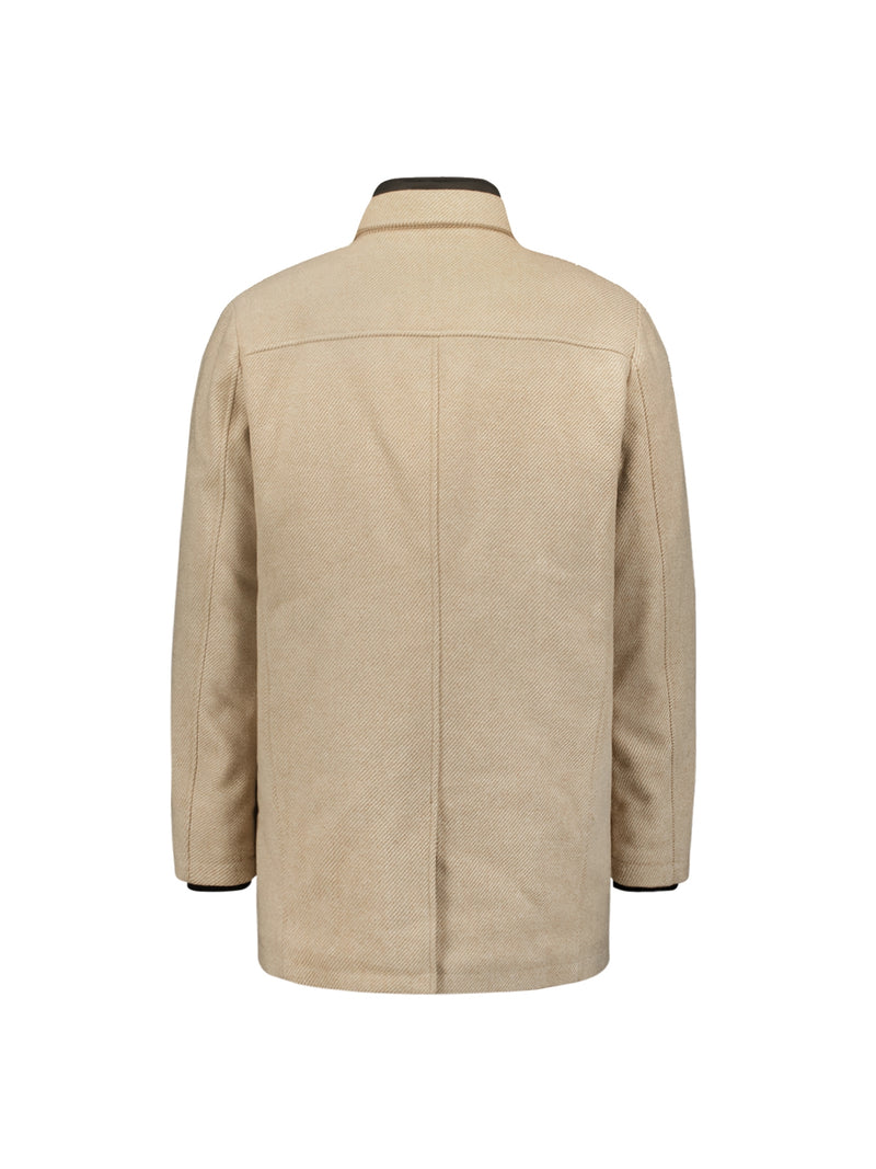 Mid-Length Coat with Wool and Removable Lining | Cement