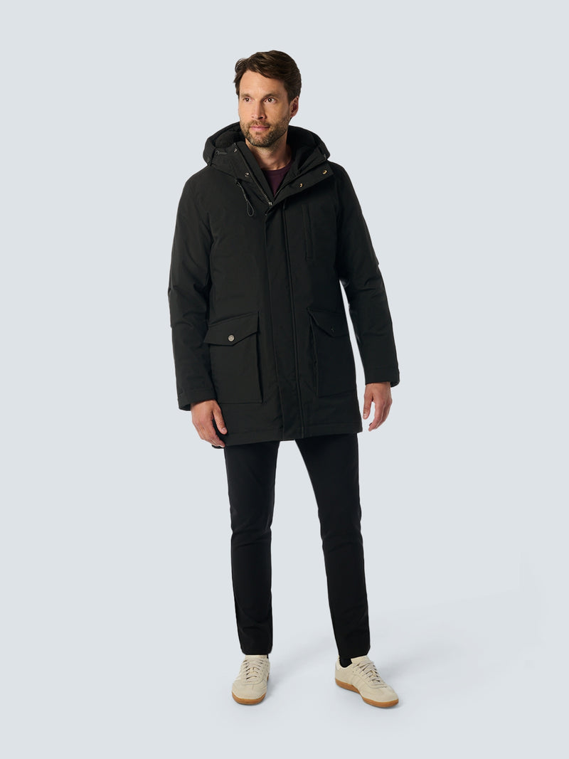 Long Coat with Hood: Perfect for Cold Days | Black