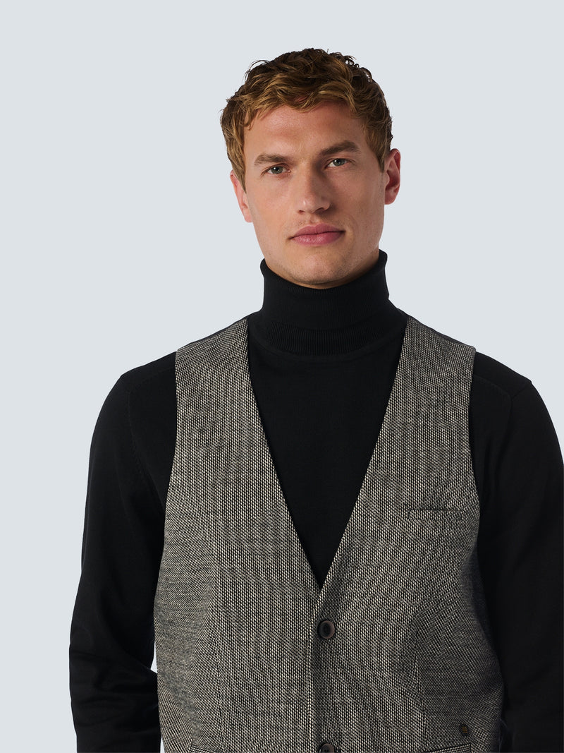 Jersey Gilet with Stretch and Mélange Fabric: Versatile Comfort and Style | Black