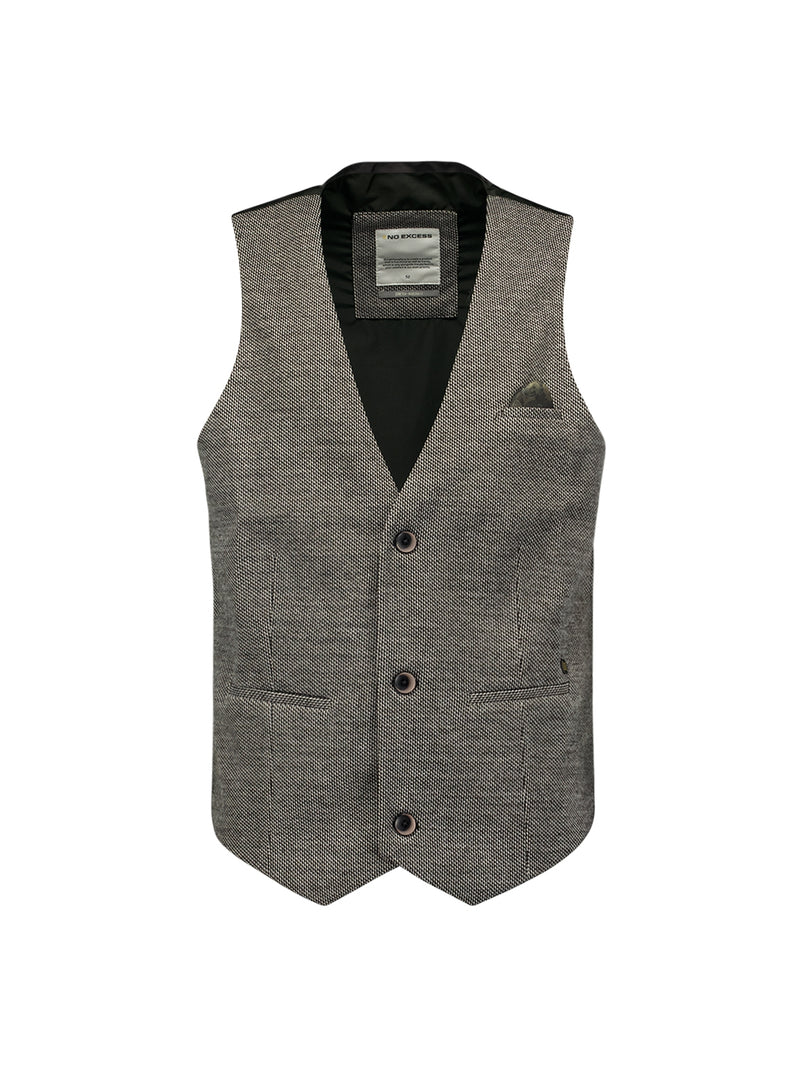 Jersey Gilet with Stretch and Mélange Fabric: Versatile Comfort and Style | Black