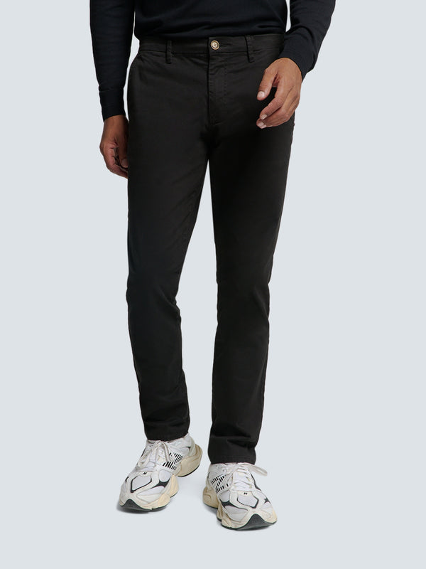 Stretch Pants with Garment Dyed Finish | Black