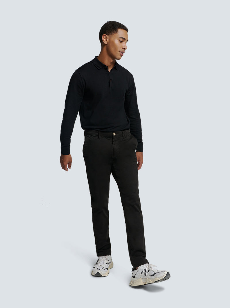 Stretch Pants with Garment Dyed Finish | Black