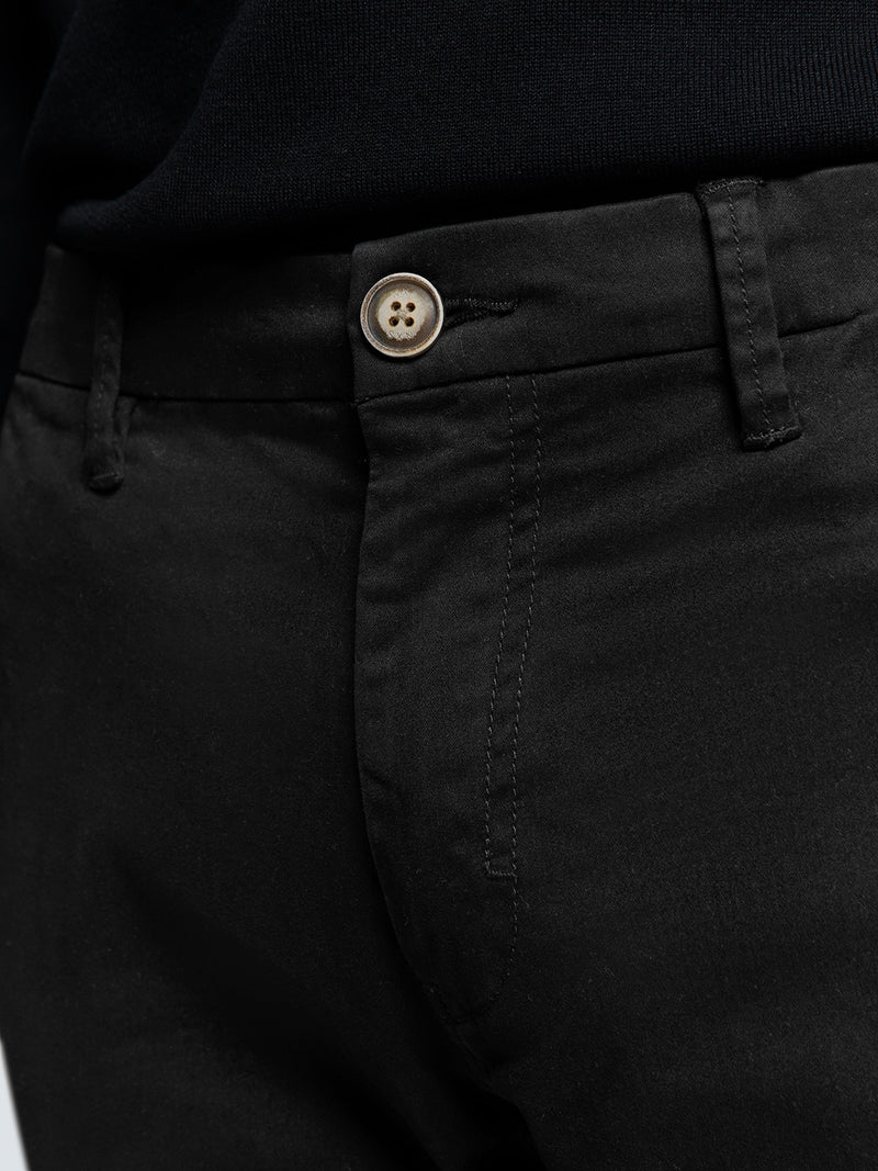 Stretch Pants with Garment Dyed Finish | Black