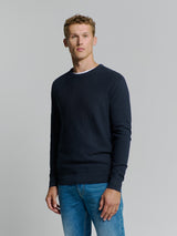 Two-tone Crewneck Pullover | Blueberry