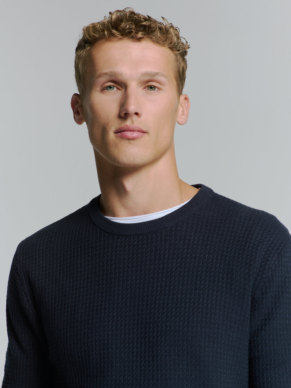 Two-tone Crewneck Pullover | Blueberry