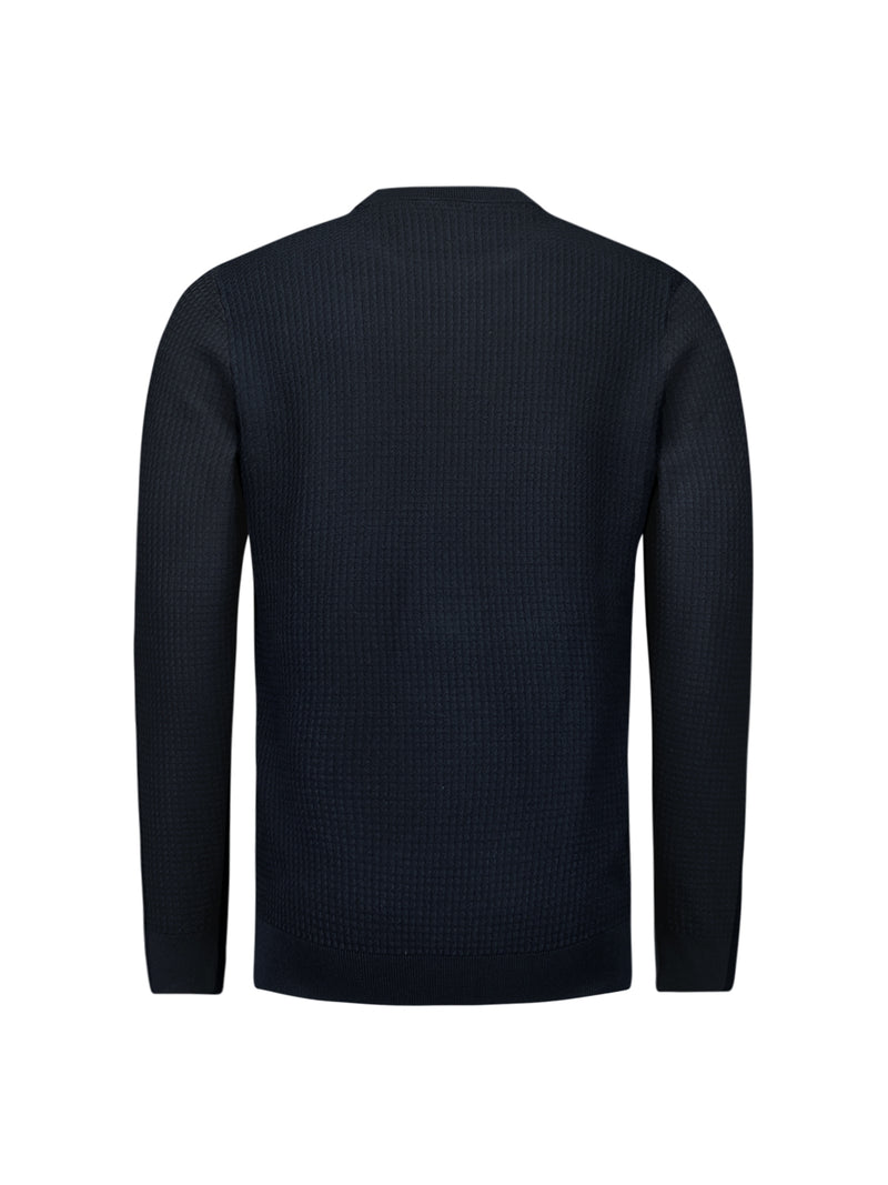 Two-tone Crewneck Pullover | Blueberry