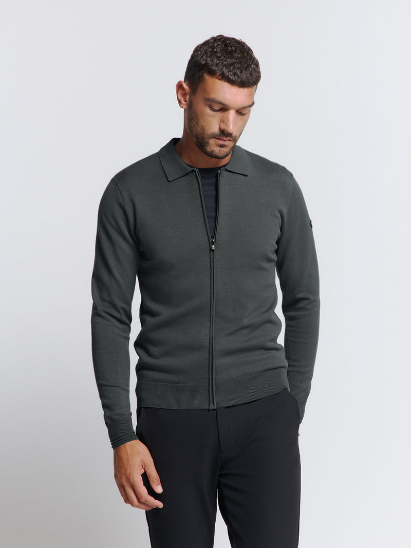 Polo Cardigan | Dark Grey