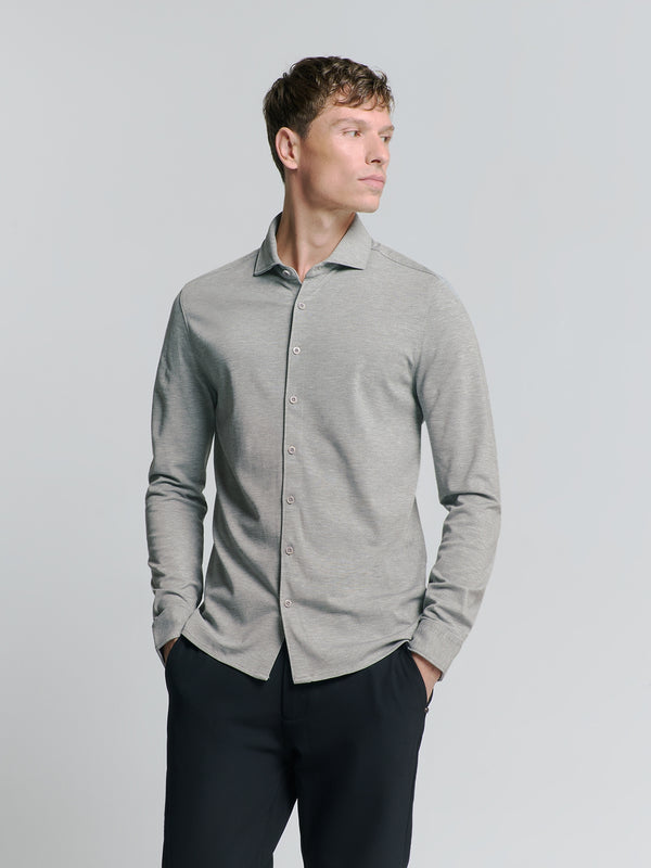 Jersey Stretch Melange Shirt | Grey Melange