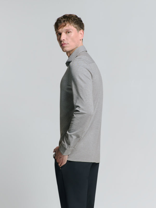 Jersey Stretch Melange Shirt | Grey Melange