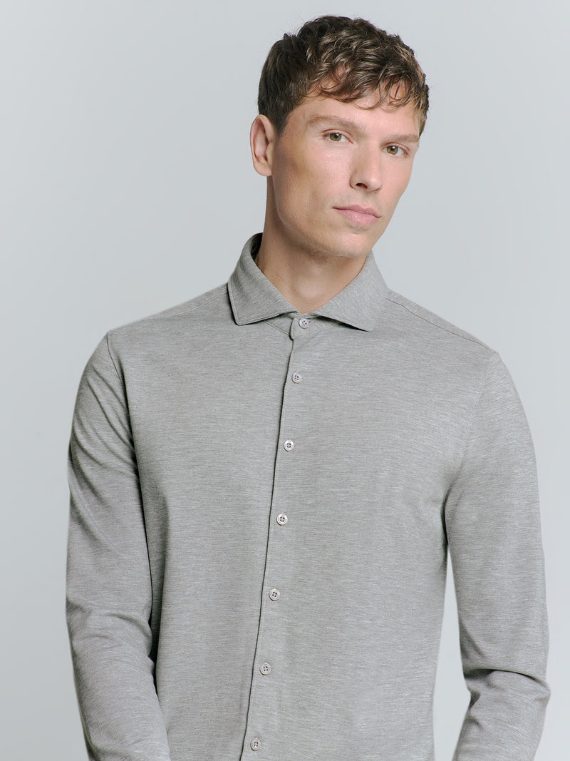 Jersey Stretch Melange Shirt | Grey Melange