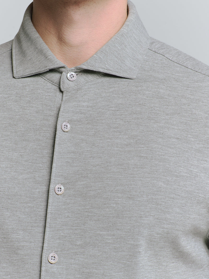 Jersey Stretch Melange Shirt | Grey Melange