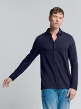 Jersey Stretch Melange Shirt | Blueberry