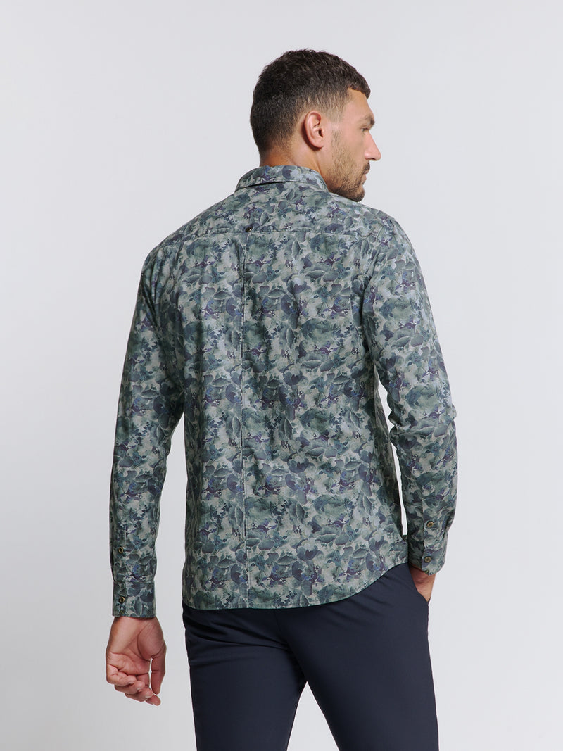 Printed Stretch Shirt | Blueberry