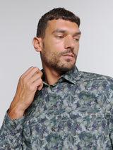 Printed Stretch Shirt | Blueberry