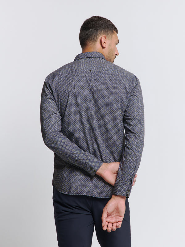 Printed Stretch Shirt | Blueberry