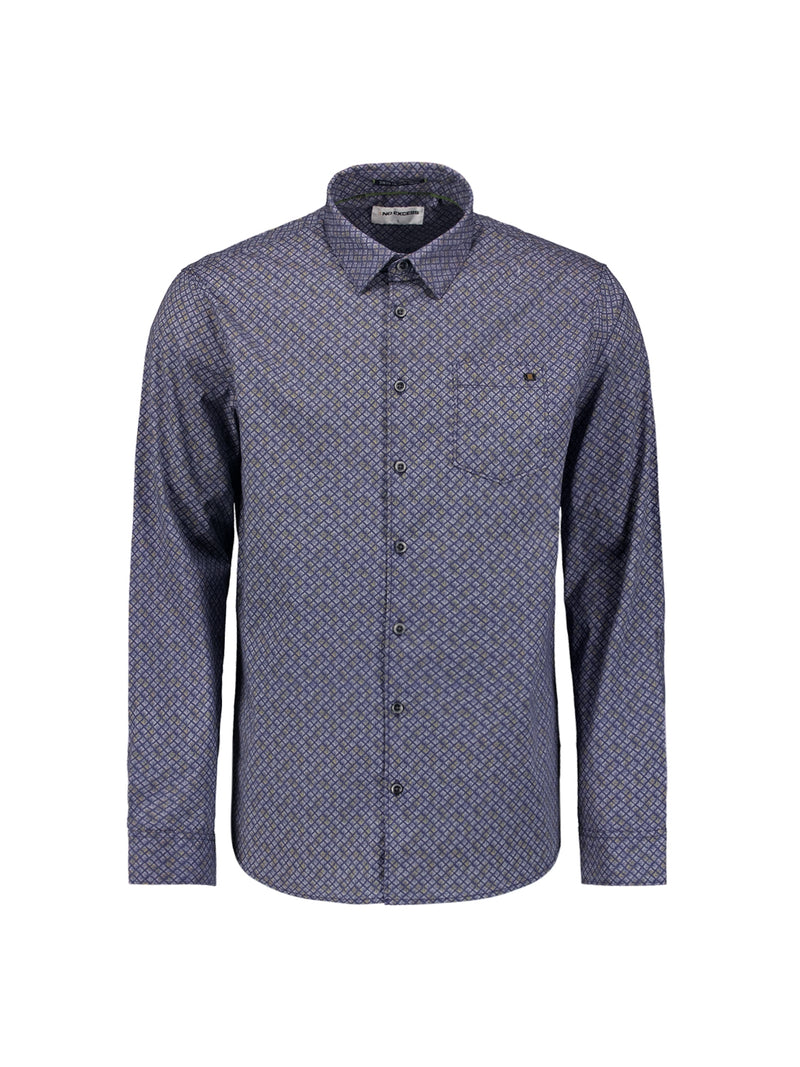 Printed Stretch Shirt | Blueberry