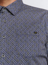 Printed Stretch Shirt | Blueberry