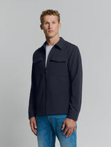 Full zip stretch Overshirt | Blueberry