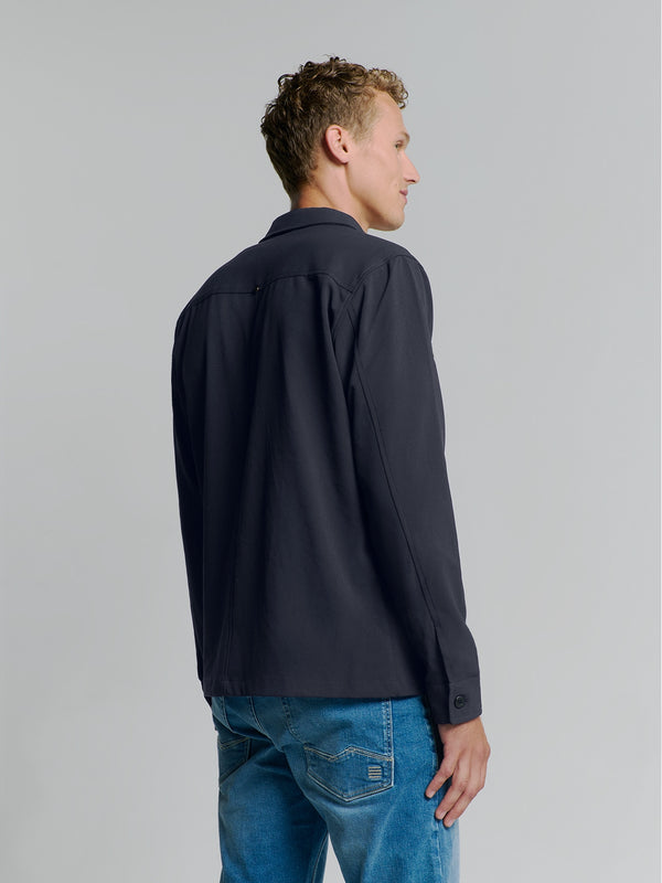 Full zip stretch Overshirt | Blueberry