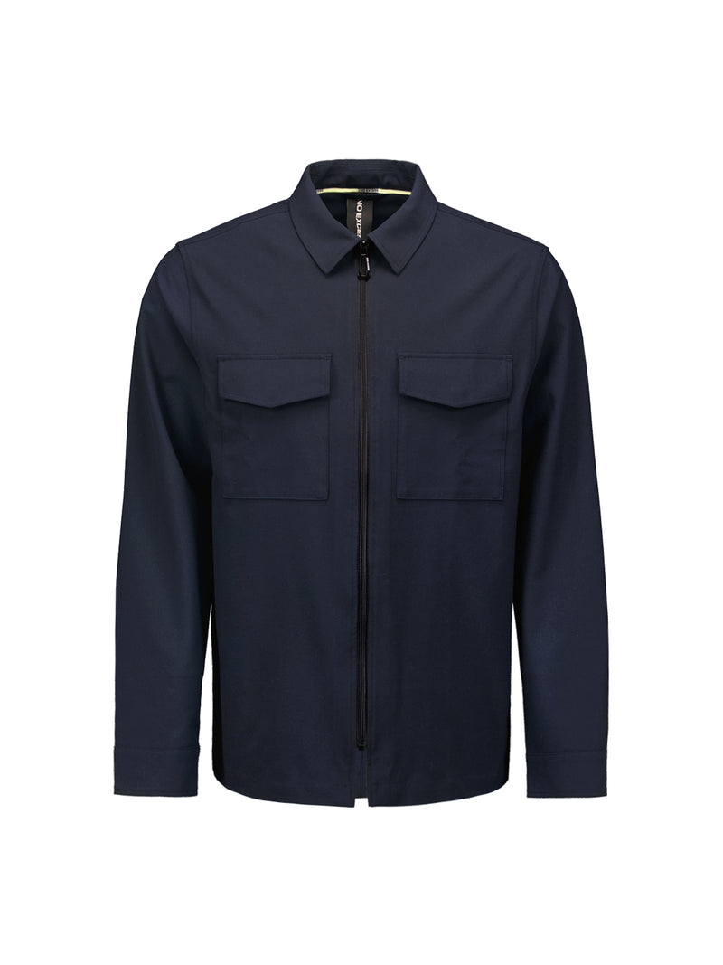 Full zip stretch Overshirt | Blueberry