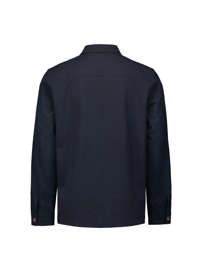 Full zip stretch Overshirt | Blueberry